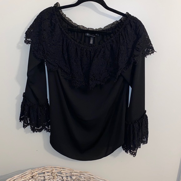 White House Black Market Tops - White House Black Market Black Lace Off-Shoulder Top – Size Small